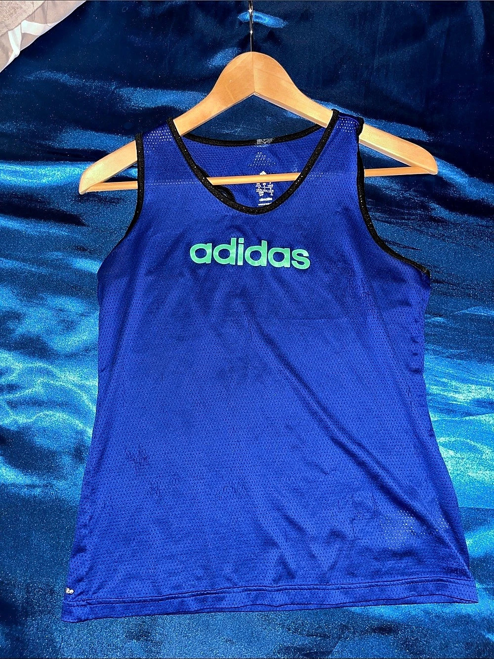 adidas Cobalt Blue/ neon green Athletic racer back tank
